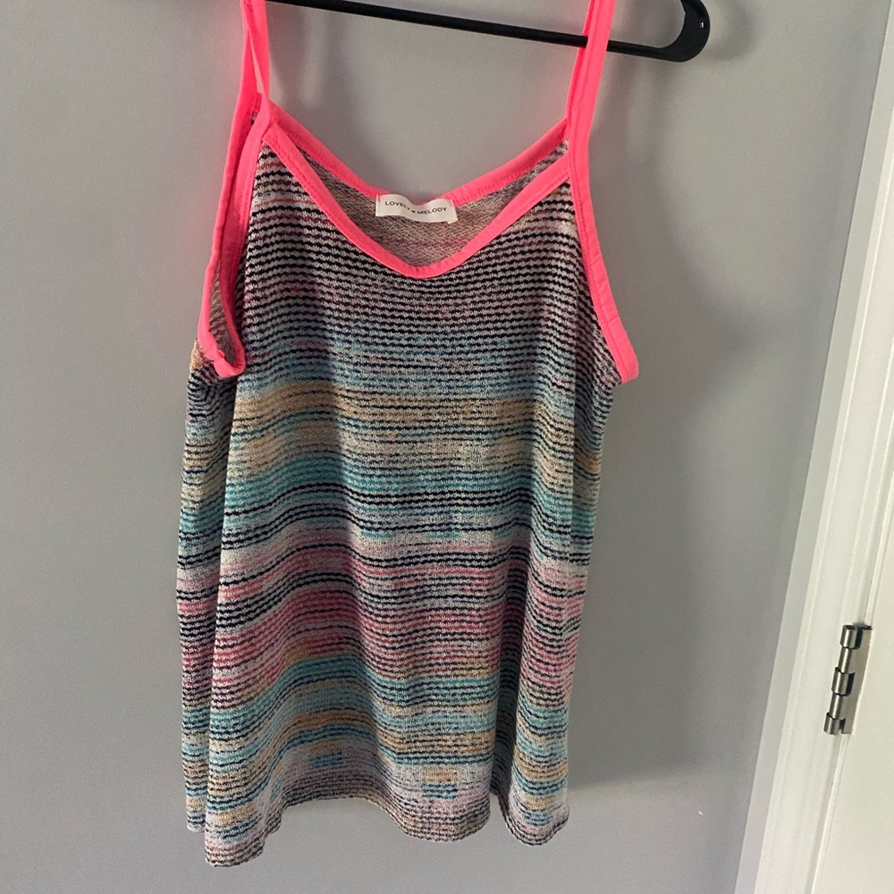 Lovely Melody Multicolor Striped Camisole with Pink Trim